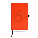 Wholesale Clemson Team Color Laser Engraved Notepad W/ Elastic Band - Orange