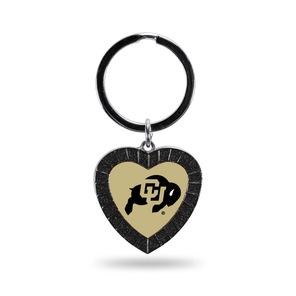 Wholesale Colorado University Black Rhinestone Heart Keychain