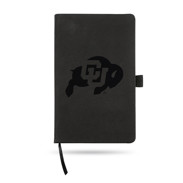 Wholesale Colorado University Team Color Laser Engraved Notepad W/ Elastic Band - Black