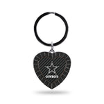 Wholesale Cowboys - Carbon Fiber Design - Colored Rhinestone Heart Keychain (Black)