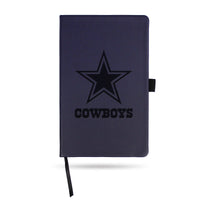 Wholesale Cowboys Team Color Laser Engraved Notepad W/ Elastic Band - Navy