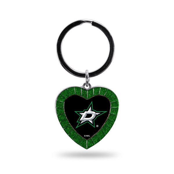 Wholesale Dallas Stars Colored Rhinestone Heart Keychain - Green