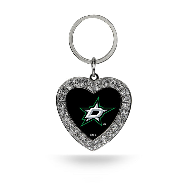 Wholesale Dallas Stars Silver Rhinestone Heart Keychain