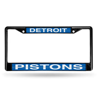 Wholesale Detroit Pistons Black Laser Chrome 12 x 6 License Plate Frame