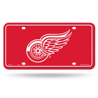 Wholesale Detroit Red Wings Logo On Red Bkg Metal Auto Tag