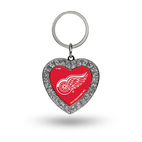 Wholesale Detroit Redwing Rhinestone Heart Key Chain