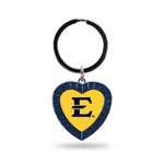 Wholesale East Tennessee State Navy Rhinestone Heart Keychain