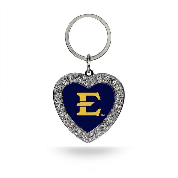 Wholesale East Tennessee State Rhinestone Heart Keychain
