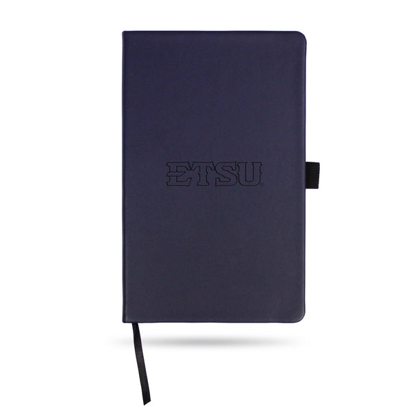 Wholesale East Tennessee State Team Color Laser Engraved Notepad W/ Elastic Band -¬†Navy