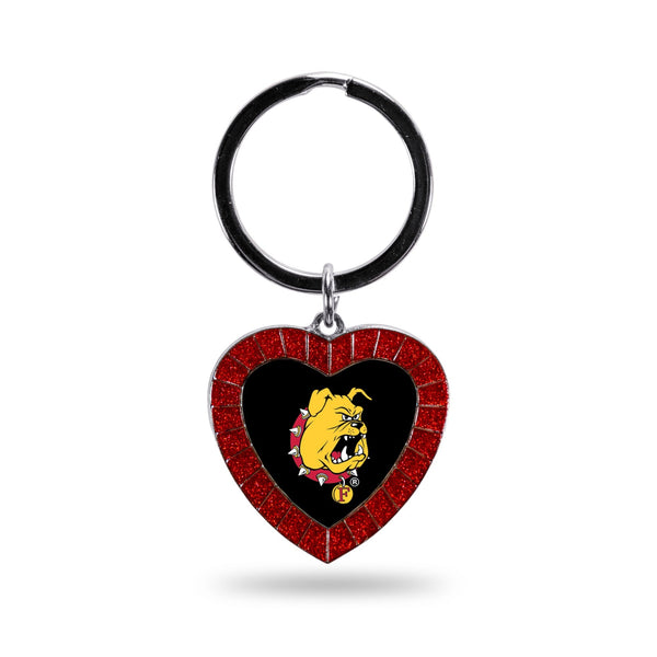 Wholesale Ferris State Red Rhinestone Heart Keychain
