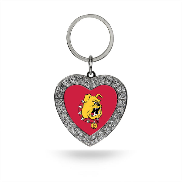 Wholesale Ferris State Rhinestone Heart Key Chain
