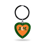 Wholesale Florida A&M Green Rhinestone Heart Keychain