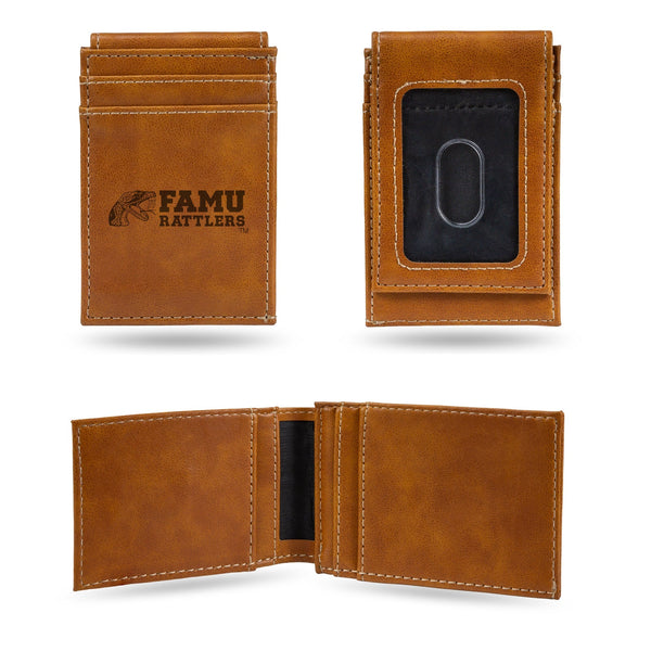 Wholesale Florida A&M Laser Engraved Front Pocket Wallet - Brown