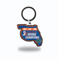 Wholesale Florida University 3 Time College Football Champs State Shaped Keychain (Florida)