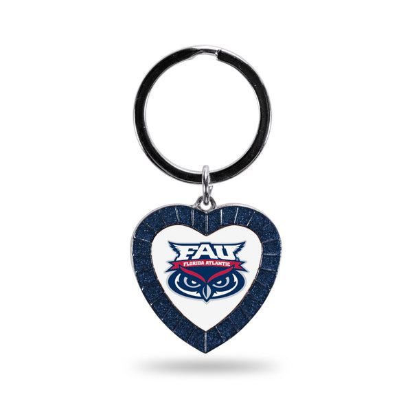 Wholesale FloridaATlantic Navy Rhinestone Heart Keychain