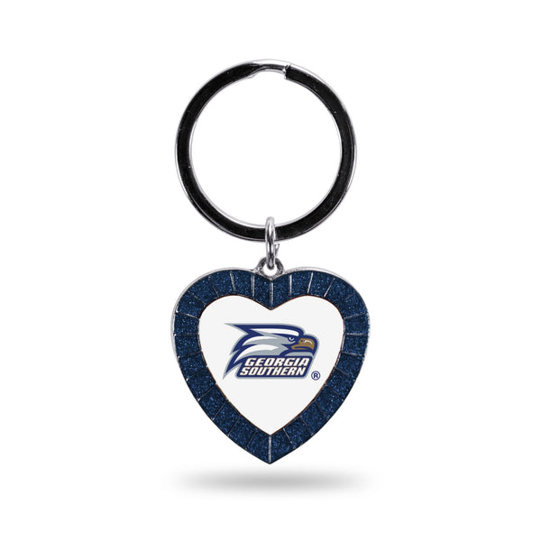 Wholesale Georgia Southern Navy Rhinestone Heart Keychain