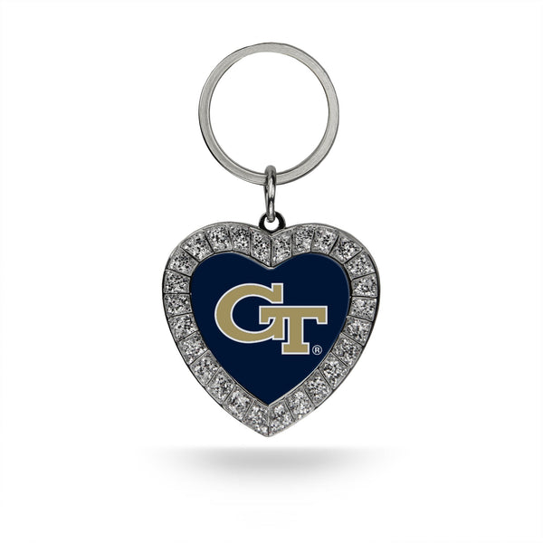 Wholesale Georgia Tech Rhinestone Heart Keychain