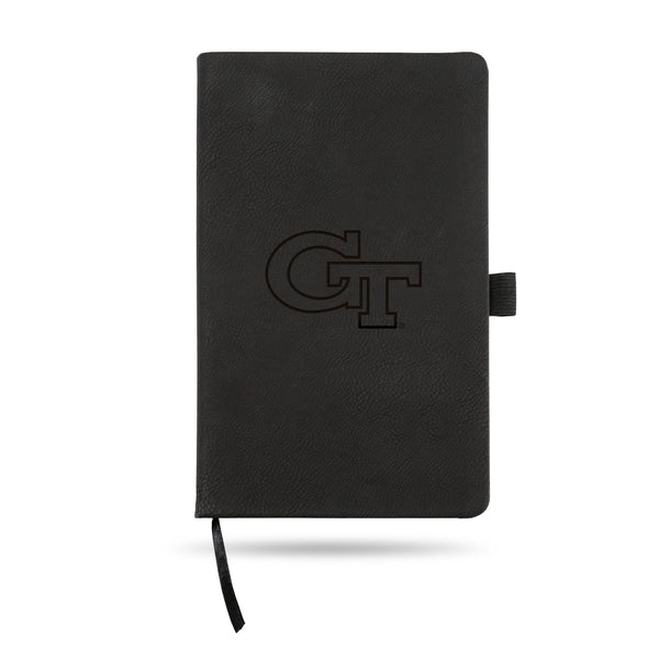 Wholesale Georgia Tech Team Color Laser Engraved Notepad W/ Elastic Band -¬†Black