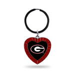 Wholesale Georgia University Red Rhinestone Heart Keychain