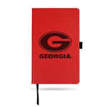 Wholesale Georgia University Team Color Laser Engraved Notepad W/ Elastic Band - Red