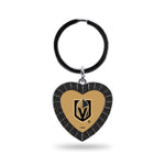 Wholesale Golden Knights Colored Rhinestone Heart Keychain - Black