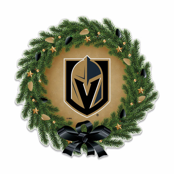 Wholesale Golden Knights Holiday Wreath Shape Cut Pennant