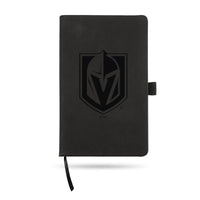 Wholesale Golden Knights Team Color Laser Engraved Notepad W/ Elastic Band - Black