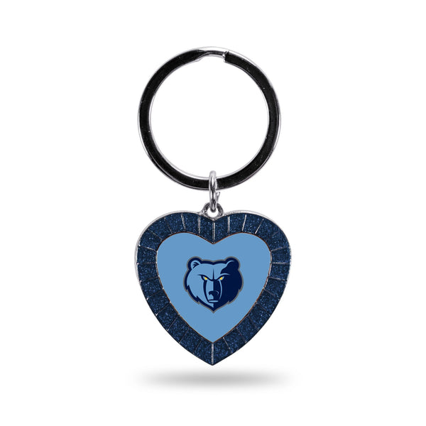 Wholesale Grizzlies Colored Rhinestone Heart Keychain - Navy