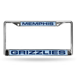 Wholesale Grizzlies Laser Chrome Frame - Light Blue Background With Navy Letters