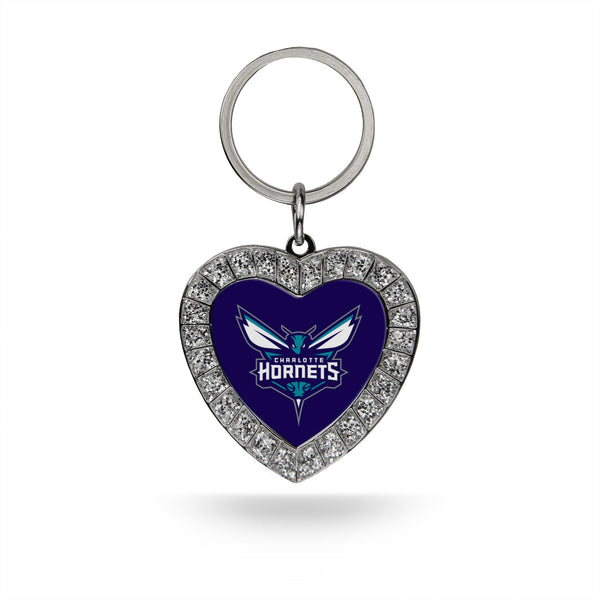 Wholesale Hornets Rhinestone Heart Keychain