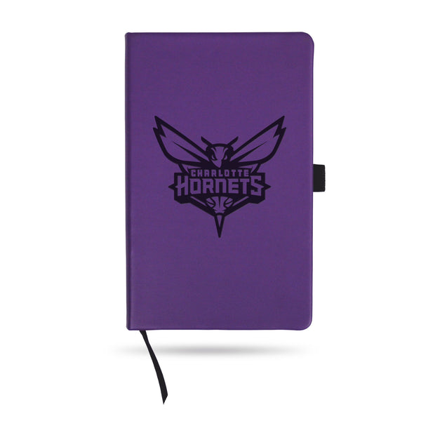 Wholesale Hornets Team Color Laser Engraved Notepad W/ Elastic Band - Purple