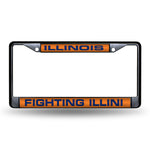 Wholesale Illinois Fighting Illini Black Laser Chrome 12 x 6 License Plate Frame