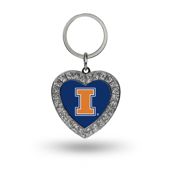 Wholesale Illinois Rhinestone Heart Key Chain