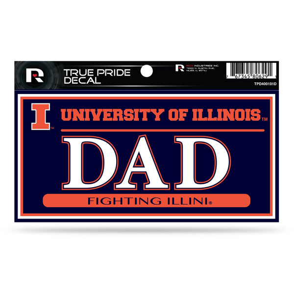 Wholesale Illinois University 3" X 6" True Pride Decal - Dad