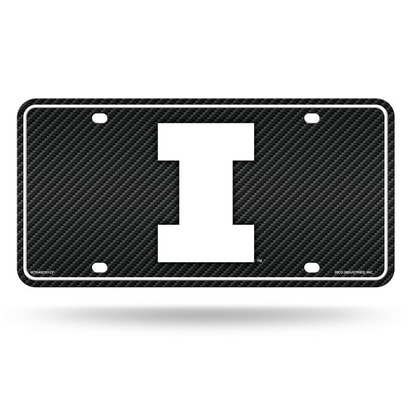 Wholesale Illinois University - Carbon Fiber Design - Metal Auto Tag