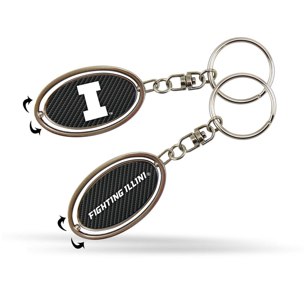 Wholesale Illinois University - Carbon Fiber Design - Spinner Keychain