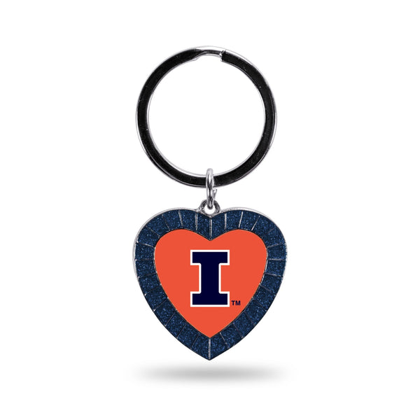 Wholesale Illinois University Navy Rhinestone Heart Keychain