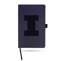 Wholesale Illinois University Team Color Laser Engraved Notepad W/ Elastic Band - Navy