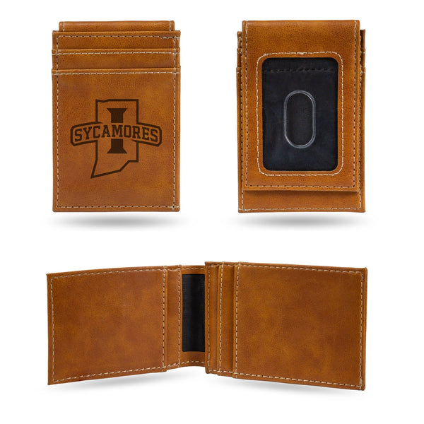 Wholesale Indiana State Laser Engraved Front Pocket Wallet - Brown