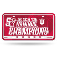 Wholesale Indiana University 5 Time College Basketball Champs Metal Auto Tag