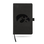 Wholesale Iowa University Team Color Laser Engraved Notepad W/ Elastic Band - Black