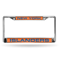 Wholesale Islanders Laser Chrome Frame - Orange Background With Royal Letters