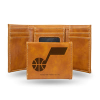 Wholesale Jazz Laser Engraved Brown Trifold Wallet