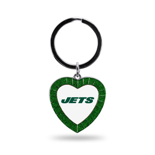 Wholesale Jets Green Rhinestone Heart Keychain