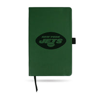 Wholesale Jets Team Color Laser Engraved Notepad W/ Elastic Band - Green