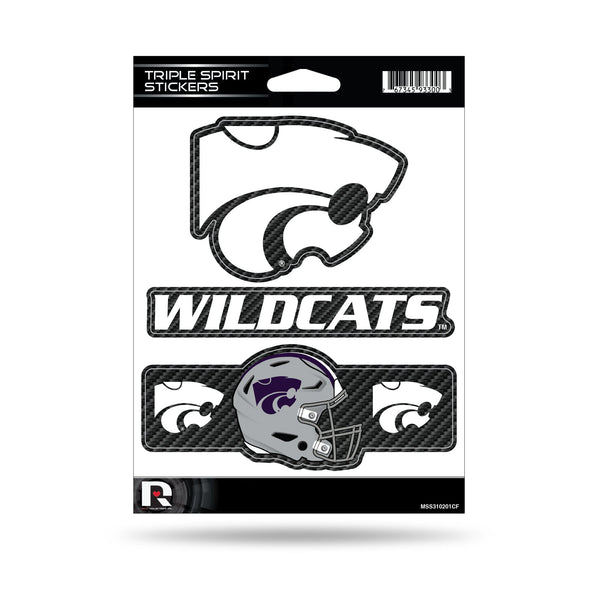 Wholesale Kansas State University - Carbon Fiber Design - Triple Spirit Stickers