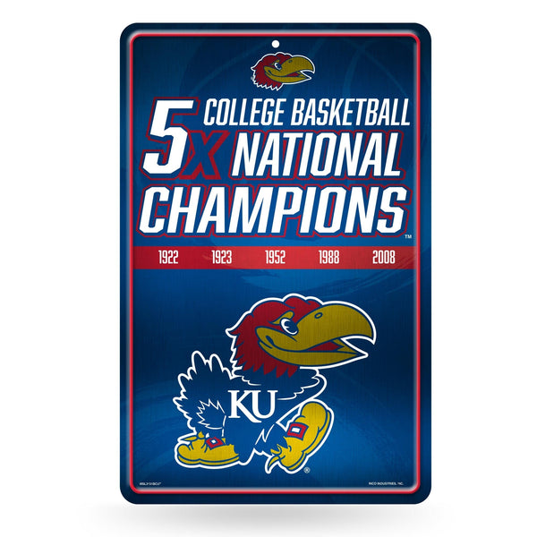 Wholesale Kansas University 5 Time College Basketball Champs Large Metal Wall Sign