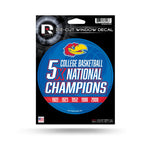 Wholesale Kansas University 5 Time College Basketball Champs Medium Die-Cut Vinyl Decal