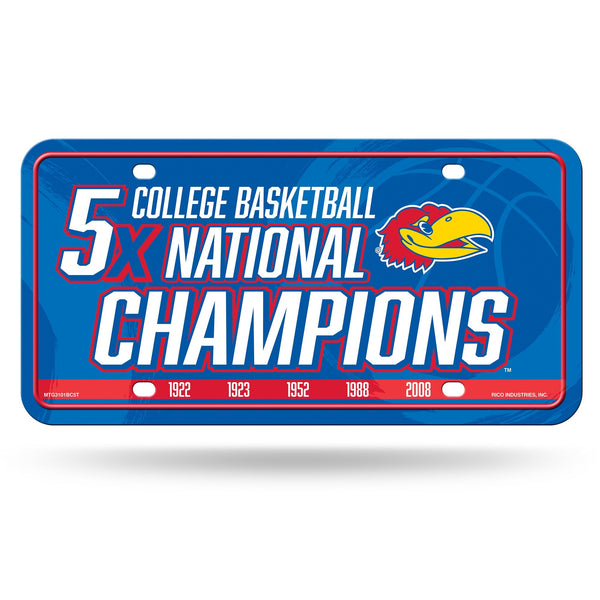 Wholesale Kansas University 5 Time College Basketball Champs Metal Auto Tag