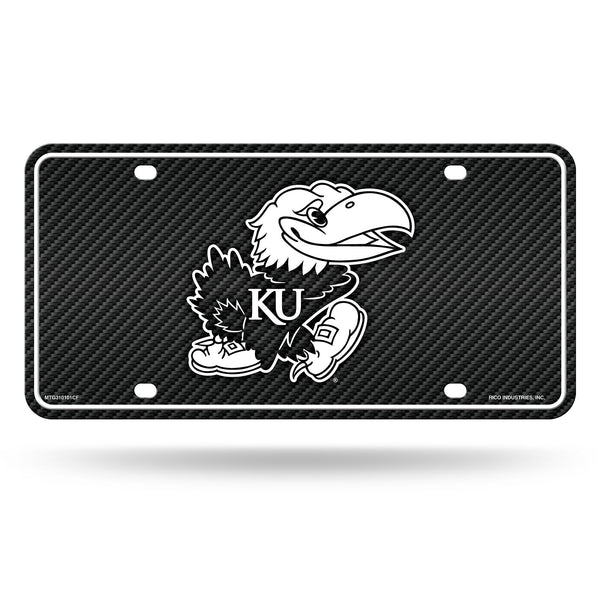 Wholesale Kansas University - Carbon Fiber Design - Metal Auto Tag